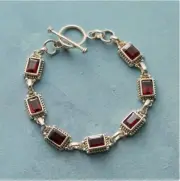 Sundance Garnet Glory stepwise 925 silver handmade bracelet gift for mothers day