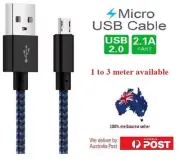 1/2/3m Fast Micro Braided USB Sync Data Charger Cable Cord For Android Samsung
