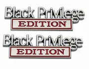 pair Metal Black Privilege Edition 3D Letter Fender Emblems Badge (Chrome+red)