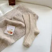 Striped Plain Mid-Calf Socks Light Camel - One Size