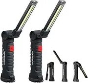 LED Work Lights, USB Rechargeable COB Light with Magnetic Base 360°Rotate and 5 Modes, Versatile Folding Flashlight for for Car Repairing, Workshop, Household and Emergency Use