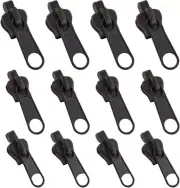 12 Pcs Black Fix Zip Puller -3 Sizes Zip Slider Repair Kit -Zipper Set for