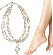 [WOFASHPURET] Cross Chain Anklets Metal Anklet for Party Ankle Bracelets for Women Adjustable Anklets Women Accessories Anklet Décor Adjustable Metal Anklet Girl Bracelets for Men Alloy Golden