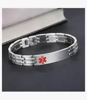 Medical Alert Bracelet Type 1 Diabetes NEW Stainless Steel