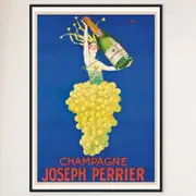 Galrie Joseph Perrier Vintage Champagne Advertising Poster Timeless Elegance for Space, Black Frame, A3 30 x 42cm (12 x 16inch)