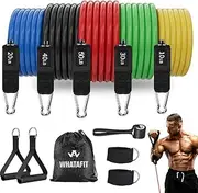 Whatafit Resistance Bands Set, Exercise Bands with Door Anchor, Handles, Carry Bag, Legs, Ankle Straps for Resistance Training, Physiotherapy, Home Training