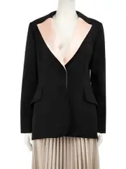Black Wool Satin Lapel Tuxedo Jacket