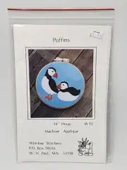 Winslow Stitchery Puffins 14" Machine Applique Pattern Birds Wildlife 1984