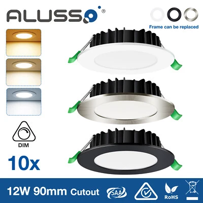 12W 90MM CUTOUT LED DOWNLIGHT KIT DIMMABLE 3CCT WARM COOL DAYLIGHT FLUSH FLAT