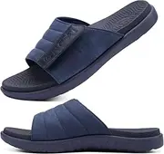 [ONCAI] Mens Sandals Adjustable Straps Orthotic Plantar Fasciitis Open Toe Athletic Sport Slides with Soft Comfy Arch Support Footbed Size 7.5-15
