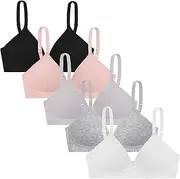 [SEAUR] Girls Sports Bra with Padding Comfort Wireless Seamless Bralettes Teen Training Bras Adjustable Straps Bralette 5Pcs