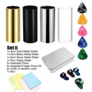 Long Lasting Electric Acoustic Guitar Slides Slider Tube Picks Cloth Kit