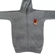 WOMEN HANDMADE ANDEAN ALPACA SOLID LIGHT GRAY ZIP HOODIE SWEATER SZ L