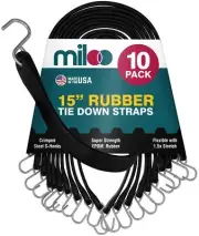 Miloo Rubber Bungee Cords with Hooks - Heavy Duty Tarp and Cargo Straps - Mad...