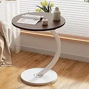 INONE Small Side Table End Table,c Table Bed Table,Round Sofa Side Table,Side Tables for Living Room, Small Space, Ledroom, Couch (Dark Brown+White)