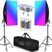 LED Softbox Lighting Kit, 20'' X28'' RGB Softbox Kit with 3200-6000K Led Bulb a