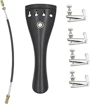 Violin Tailpiece, 3 in 1 Ebony Tailpiece with Rope Fine Tuners Kits for 4/3 4/4 Violin Replacement Part Ebony Wooden Violin Accessories Musical Instruments