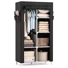 Portable Closet Wardrobe Closet for Hanging Clothes with 6 Storage Black