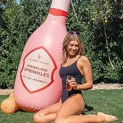 Sparkling Sprinkles - Inflatable Champagne Shaped Sprinkler for Backyard Bachelorette Pool Parties and More