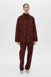Sadie Oversized Denim Jacket in Burgandy - CAMILLA AND MARC® C&M