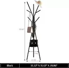 71 inch Metal Coat Rack Tree Floor Standing Clothing Hanger Wooden Shelf 9 Hooks