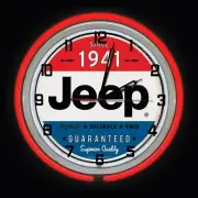 JEEP 4X4 SINCE 1941 Superior Quality Sign 19" Red Double Neon Clock Man Cave
