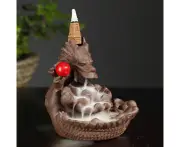 Dragon Waterfall Incense Burner Resin/Ceramic Backflow Burner Holder with 20 Cones Free