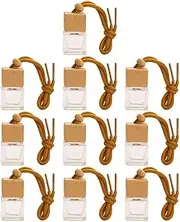 GLEAVI 30 Pcs Empty Wooden Bottle with Square Lid 8ml Car Essential Oil Hanging Bottle Glass Perfume Air Freshener Diffuser Pendant Square 8ml Car Diffuser Air Freshener Fragrance Cotton