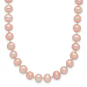 14K Yellow Gold 5-6mm Pink Near Round Freshwater Cultured Pearl Necklace