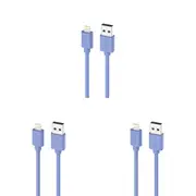 3PK Moki USB-A to MFi Certified Lightning SynCharge Cable 1 Meter Ultra Blue