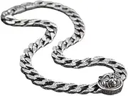 [TYMONT] S925 Sterling Silver Tiger Head Cuba Collarbone Chain Necklace, Men And Women Fashionable Rotatable Tiger Head Silver Necklace