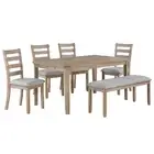 Dining Set 6-Piece Dining Room Set, 1 Dining Table with 4 Chairs and 1 Bench