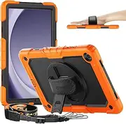[timecity] Case for Samsung Galaxy Tab A9 Plus Case 11 inch 2023 (SM-X210/X216/X218), with Built-in Screen Protector, 360° Rotating Stand, Hand Strap&Shoulder Strap Case for Galaxy Tab A9 Plus - Pink