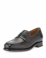Ferragamo TRAMEZZA Penny Loafers Men Black Leather Dress Shoe Rinaldo NIB 11 EEE