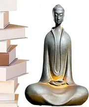 Outdoor Buddha Statue - Resin Zen Meditating Carving Statue Buddha Sculptures - Retro Meditation Idol Desk Ornament, Buddha Statues and Sculptures for Outdoor Desktop Decoration