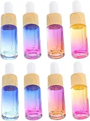 LIFKOME 8Pcs Gradient Wood Grain Dropper Bottle Essential Oil Perfume Essence Containers Durable Cosmetic Holders for Travel Storage Safe Stylish Design
