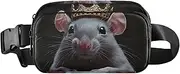 [XYMZR] Rat Crown Closeup Fanny Pack Hip Bag Belt Bag for Women Man Fashion Waist Pack Water-repellent Crossbody Bag for Halloween Costumes Running Hiking Jogging Travel Sport, Multi-colored, one size