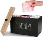 Tampon Holder Storage for Bathroom, Feminine Wood Container Box, Women Product O