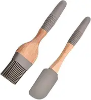 Complete Baking Tool Kit Silicone Scraper Brush Ergonomic Wood Handle Space-Saving Design