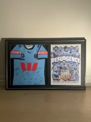 NSW Origin Blues State Of Origin 2024 Winning Team Jersey Signed & Framed COA