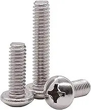 12#24 x 1 Pan Head Machine Screw, Phillips Drive, 304 Stainless Steel 18-8, Bright Finish, Fully Machine Thread, Pack of 25