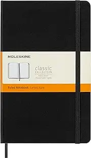 Moleskine S01127 Classic Hard Cover Notebook- Ruled- Large- Black, (QP060)