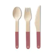24pc Eco SouLife Wooden Cutlery Set Compostable/Disposable Knife/Spoon/Fork Red