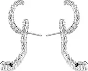 [Qxsatuv] Gold Silver Black Snake Earrings For Women Sterling Silver Post, 14k Real Gold Plated Snake Earrings, Animal Front Back Stud Serpent Edgy Earrings, Snake Earrings For Girl Earring Jacket