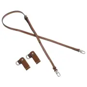 Adjustable Leather Shoulder Strap Purse Straps with Silver Clasp Brown