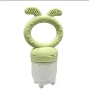 BPA Free Nipple Teething Relief Infant First Stage Learning Feeding Supplies Silicone Fresh Food Pacifier Baby Fruit Feeder (Light Green)