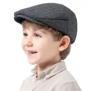 Kids Tweed Flat Cap Boys Newsboy Cap Toddler Pageboy Caps 4-7 Years Black/Grey