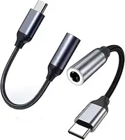 [Kwevos] USB Type C to 3.5mm Female Headphone Jack Adapter, USB C to Aux Audio Dongle Cable Cord Compatible with Samsung Galaxy S23 S22 S21 S20 Ultra (1)