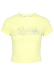 Juicy Couture Retro Logo-embellished Cotton T-shirt - Yellow - XS (UK6 / XS) XS (UK6 / XS)