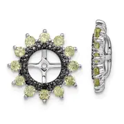 Sterling Silver Rhodium Peridot & Black Sapphire Earring Jacket